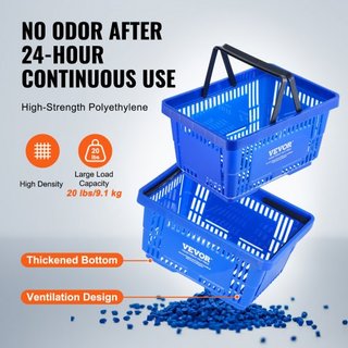 Cesta de Compras, Juego de 12, Cesta de Plástico Duradera de 24L con Asa y Soporte, Cesta Portátil para Tienda de 16.73 x 11.61 x 8.86 pulgadas Usada en Tiendas Minoristas Supermercados Compras de...