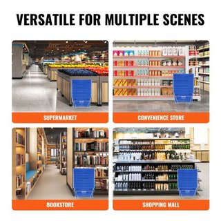 Cesta de Compras, Juego de 12, Cesta de Plástico Duradera de 24L con Asa y Soporte, Cesta Portátil para Tienda de 16.73 x 11.61 x 8.86 pulgadas Usada en Tiendas Minoristas Supermercados Compras de...