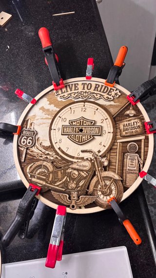 Reloj Harley Davidson Route 66 Madera Laser
