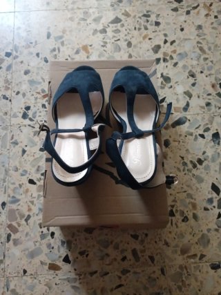 Zapatos de tacón azul mujer
