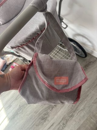 Carrito de muñecas clásico rosa y gris