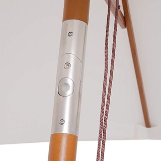 Ombrellone da Giardino Inclinabile 2X1.5 M con Sistema di Corda e Presa d'Aria, Ombrellone da Esterno a 6 Aste, in Legno, Bambù e Poliestere 180G/㎡, per Patio Balcone Terrazza, Crema