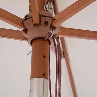 Ombrellone da Giardino Inclinabile 2X1.5 M con Sistema di Corda e Presa d'Aria, Ombrellone da Esterno a 6 Aste, in Legno, Bambù e Poliestere 180G/㎡, per Patio Balcone Terrazza, Crema