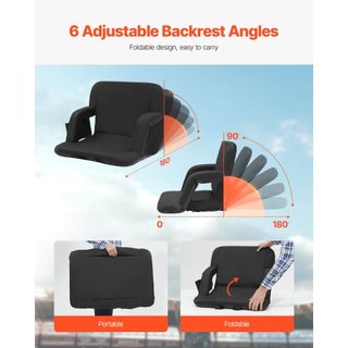 Asiento de Estadio con Soporte para la Espalda, Respaldo Ancho para Gradas, Silla de Estadio Plegable con Cojín Acolchado, Silla Reclinable Portátil con Portavasos de Bolsillo, Ideal para Eventos ...