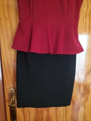 Vestido Peplum Rojo y Negro