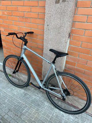 Bicicleta de paseo plateada