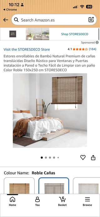 Estor Enrollable Bambú Natural - Nuevo