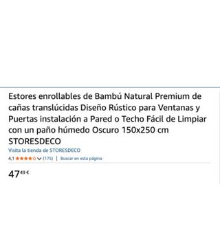 Estor Enrollable Bambú Natural - Nuevo