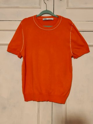 Top Zara Naranja Terracota Punto Fino