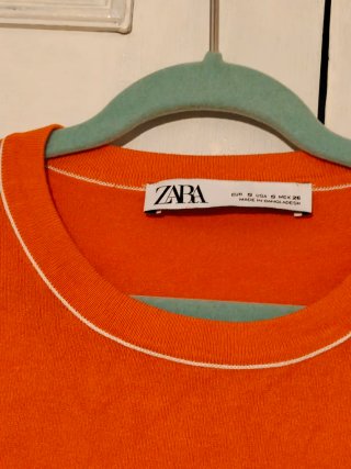 Top Zara Naranja Terracota Punto Fino