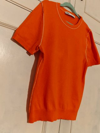 Top Zara Naranja Terracota Punto Fino