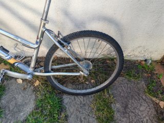 Bicicleta de montaña plateada