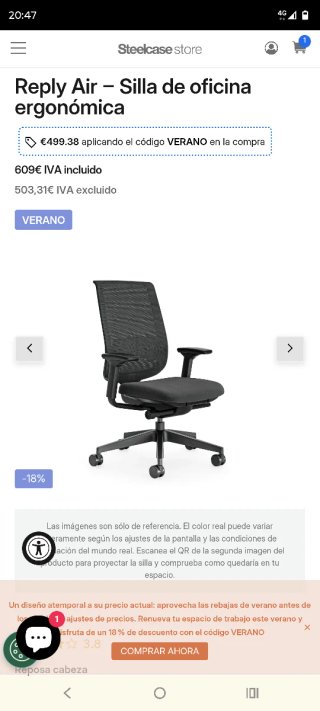 Silla Ergonómica de oficina Steelcase Reply Air