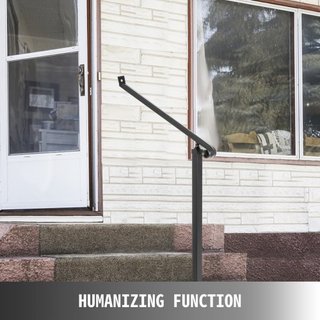Pasamanos para Escaleras Exteriores Barandillas de 1-2 Pasos Barandilla de Hierro Forjado Barandillas para Pasos Barandillas de Hierro Negro para Pasos Montadas en Pared y Suelo con Kit de Instalación