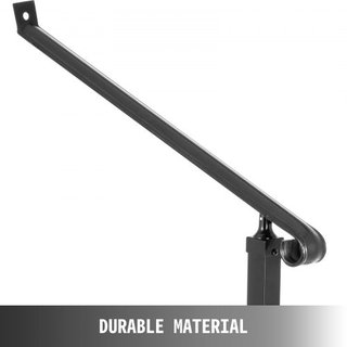 Pasamanos para Escaleras Exteriores Barandillas de 1-2 Pasos Barandilla de Hierro Forjado Barandillas para Pasos Barandillas de Hierro Negro para Pasos Montadas en Pared y Suelo con Kit de Instalación