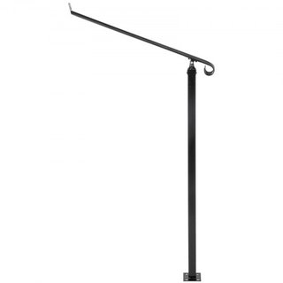 Pasamanos para Escaleras Exteriores Barandillas de 1-2 Pasos Barandilla de Hierro Forjado Barandillas para Pasos Barandillas de Hierro Negro para Pasos Montadas en Pared y Suelo con Kit de Instalación