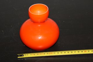 Vaso Arancione Vetro Incamiciato Anni '80