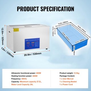 Limpiador Ultrasonido Profesional, Limpiador de Joyería Ultrasonico de 30 L con Temporizador Digital y Calentador, Limpiador Sónico Industrial de Acero Inoxidable 40kHz para Gafas, Relojes, Anillo...