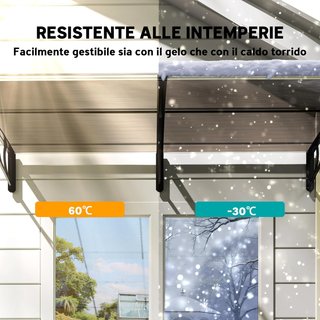 Toldo Exterior 200X96Cm, Toldo de Policarbonato y Aluminio para Balcón, Ventanas y Puertas, Marrón