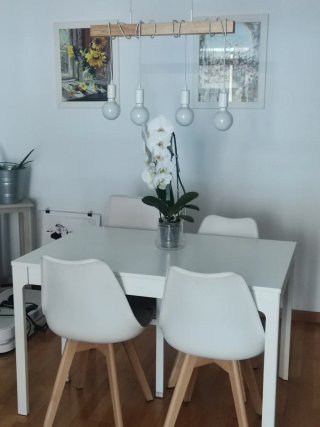 Mesa comedor extensible 120-180cm + 4 sillas