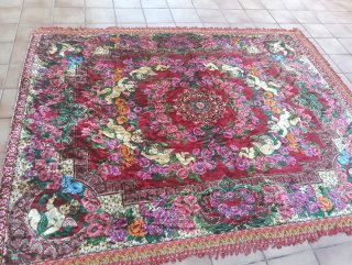 Alfombra Decorativa con Querubines y Flores