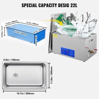 Máquina de Limpieza Ultrasónica de 22L Máquina de Limpieza Ultrasónica de Acero Inoxidable Calentador Digital Temporizador Limpieza de Joyería para Uso Comercial Personal en Casa (22L)
