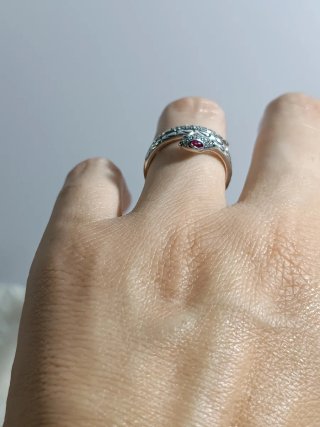 Anillo Plata 925 Serpiente Rubí Ajustable