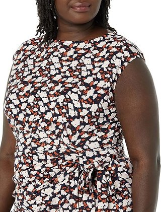Vestido con Falso Cruzado de Cuello Barco Talla XL