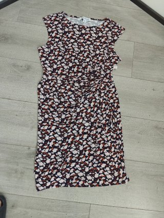Vestido con Falso Cruzado de Cuello Barco Talla XL