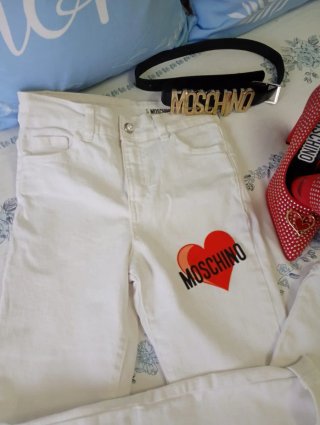 Pantalón vaquero Moschino blanco