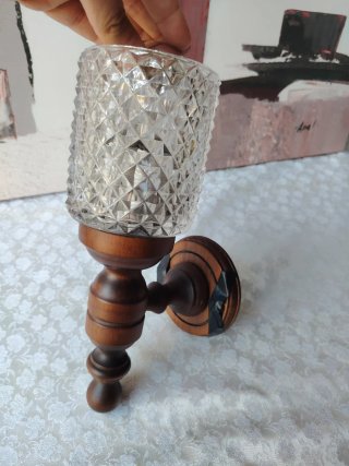 Applique vintage legno e vetro