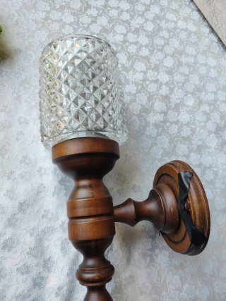Applique vintage legno e vetro