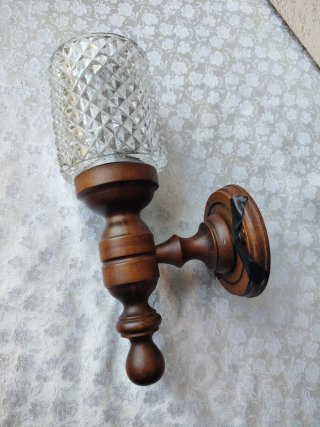 Applique vintage legno e vetro