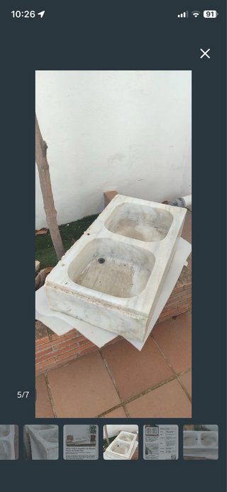 Pila de mármol doble seno antigua