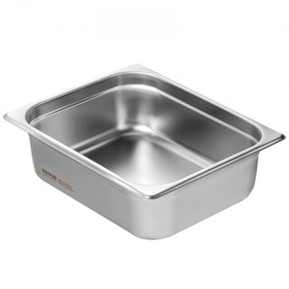 8 Pack de Sartenes de Hotel, Sartén de Vapor Anti-Jam de 1/2 Tamaño con Tapa, Sartén de Mesa de Acero Inoxidable de 0.8 mm de Grosor, Sartén de Mesa Comercial de 4 Pulgadas de Profundidad, Sartén ...