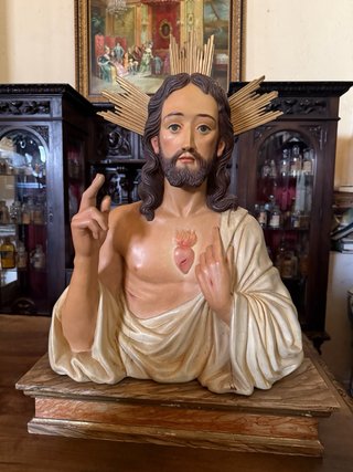 Busto Corazón de Jesús en Madera