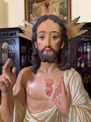 Busto Corazón de Jesús en Madera