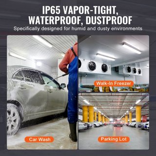 1270mm / 4FT Luz LED a Prueba de Vapor, Seleccionable 60W/50W/40W, Fijación a Prueba de Vapor de 5000K con 5400/6400/7400LM Ajustable, IP65 Impermeable para Estacionamiento, Almacén, Congelador, L...