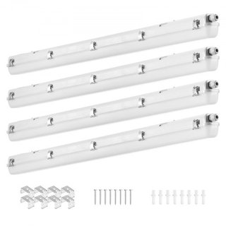 1270mm / 4FT Luz LED a Prueba de Vapor, Seleccionable 60W/50W/40W, Fijación a Prueba de Vapor de 5000K con 5400/6400/7400LM Ajustable, IP65 Impermeable para Estacionamiento, Almacén, Congelador, L...