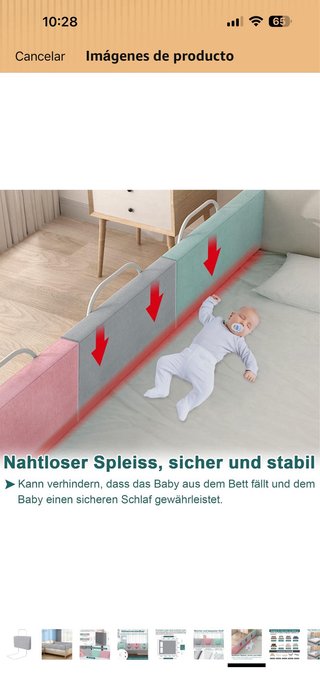 Barrera cama infantil 60 cm gris NUEVA. En caja.