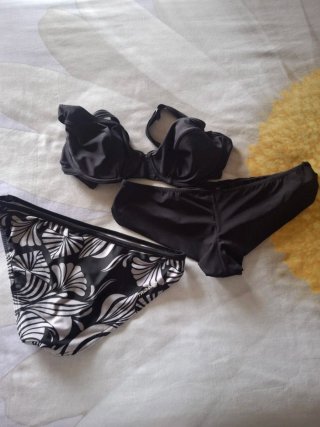 Lote bikini 2 braguitas negro y estampado