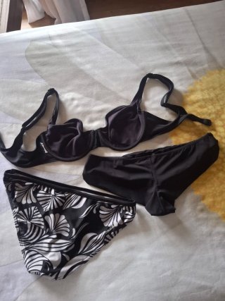 Lote bikini 2 braguitas negro y estampado