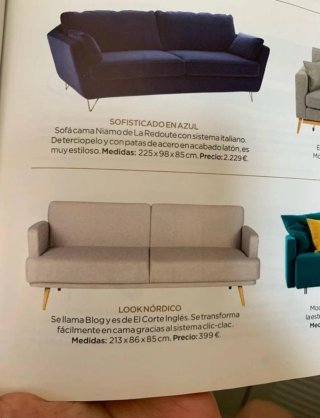 Sofá cama estilo nórdico de color gris y roble