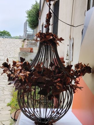Lampadario Vintage Foglie Rame e ferro