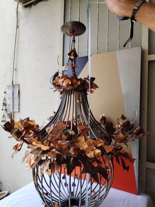 Lampadario Vintage Foglie Rame e ferro