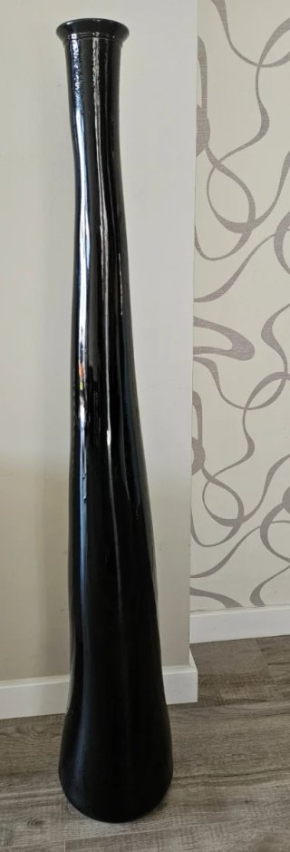 Jarrón de vidrio negro decorativo de diseño