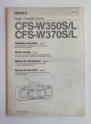 Radio Cassette-Corder. Sony. CFS-W370L