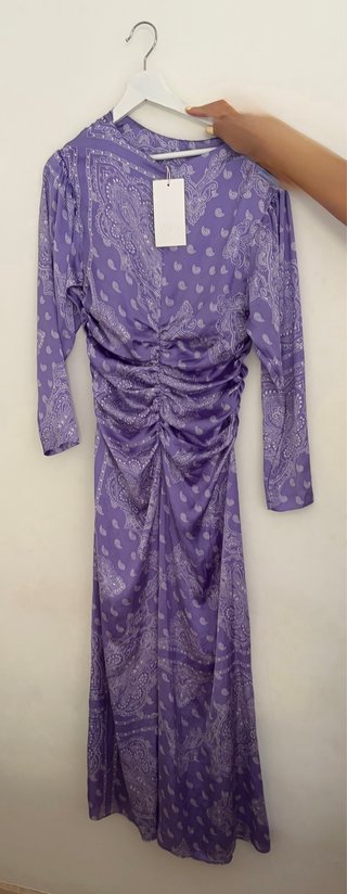 Vestido malva satinado drapeado Oportunidad!