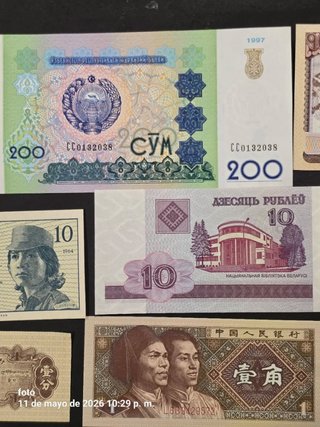 Colección de 19 Billetes asiaticos sin circular.