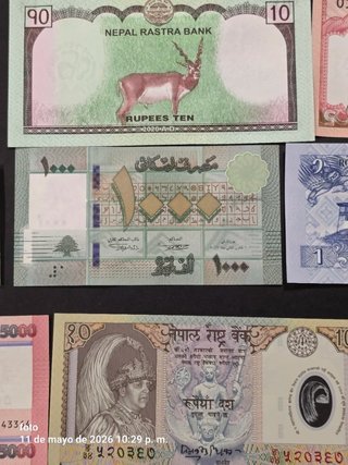Colección de 19 Billetes asiaticos sin circular.